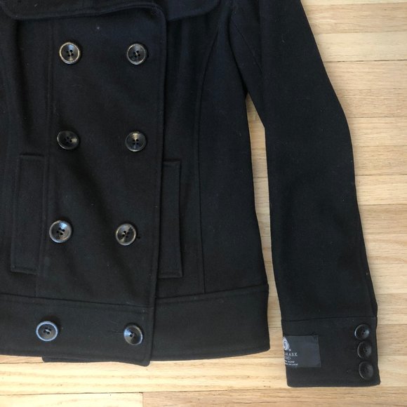 LE CHATEAU Wool Mark Blend Pea Coat Black XS - Picture 5 of 6